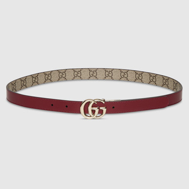 GUCCI GG Marmont Reversible Thin Belt - Beige Dark Brown image 0
