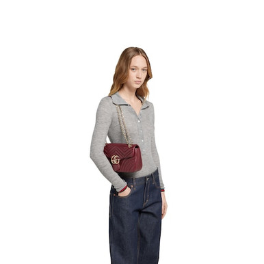 GUCCI GG Marmont Medium Shoulder Bag - Rosso Ancora Red image 0
