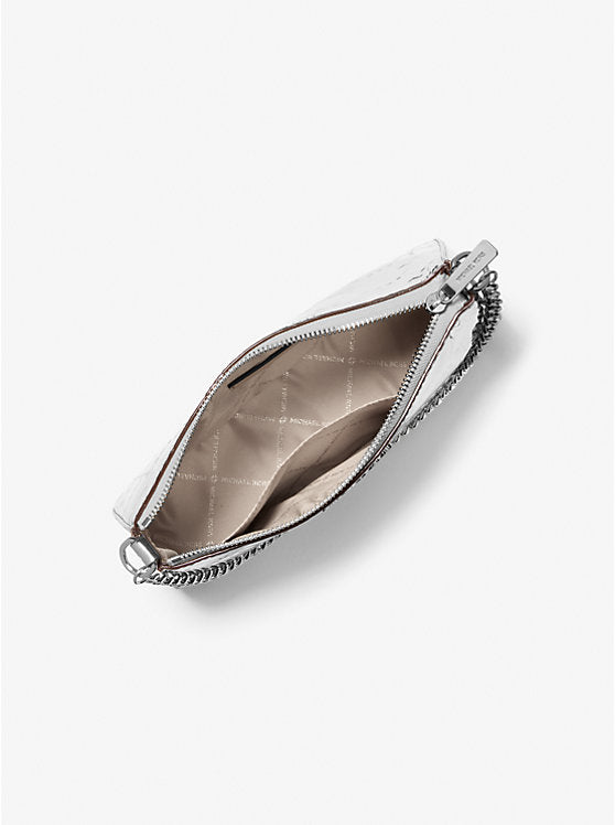 [AT DELHI] MICHAEL KORS Jet Set Medium Metallic Logo Debossed Pochette and Card Case Gift Set - Silver image 1