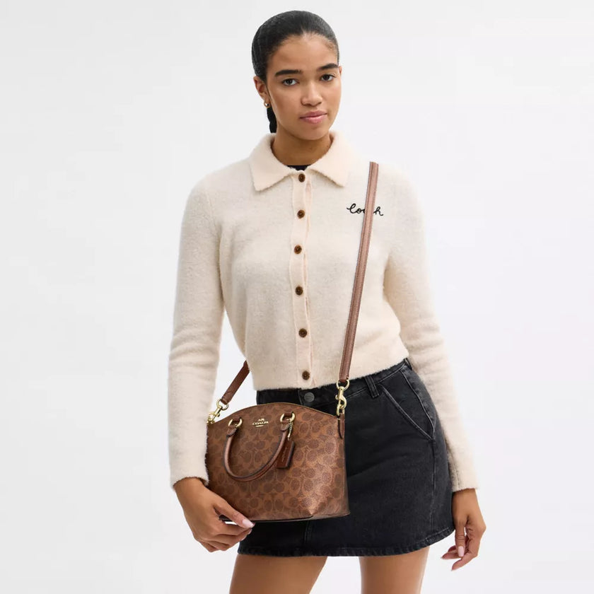 COACH Sadie Satchel Bag In Signature Canvas image 3