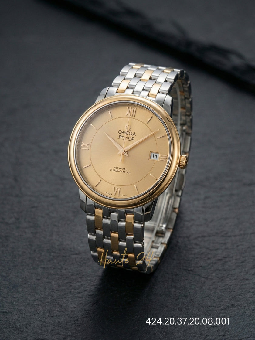 OMEGA DeVille Prestige Steel & 18kt Yellow Gold Champagne Dial Unisex Watch 42420372008001 image 0