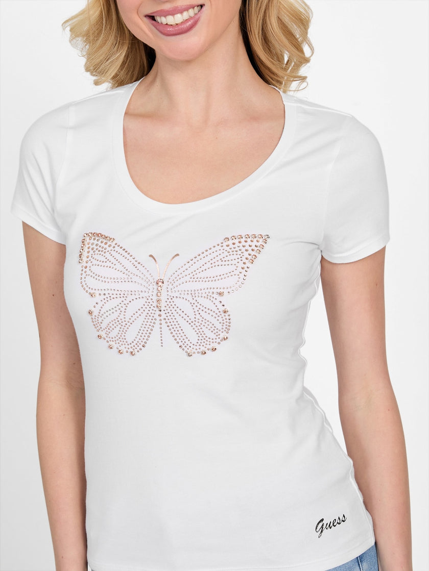 GUESS Eco Chrysalis Butterfly Tee - White image 2