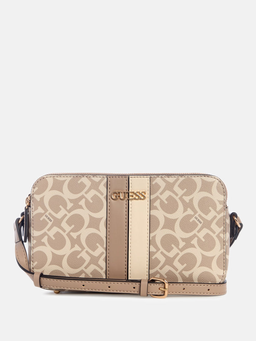 Guess Kyrie Logo Top-Zip Crossbody - Beige image 0