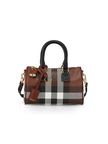 BURBERRY Check Mini Leather Top Handle Bowling Bag - Dark Birch Brown image 4