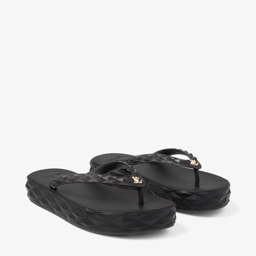 JIMMY CHOO Diamond Flip Flop White Rubber Flip-Flops - Black, 38 image