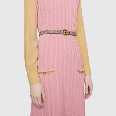 GUCCI  Gg Marmont Reversible Thin Belt - Beige image 2