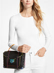 MICHAEL KORS Manhattan Medium Contrast-Trim Leather Satchel image 1