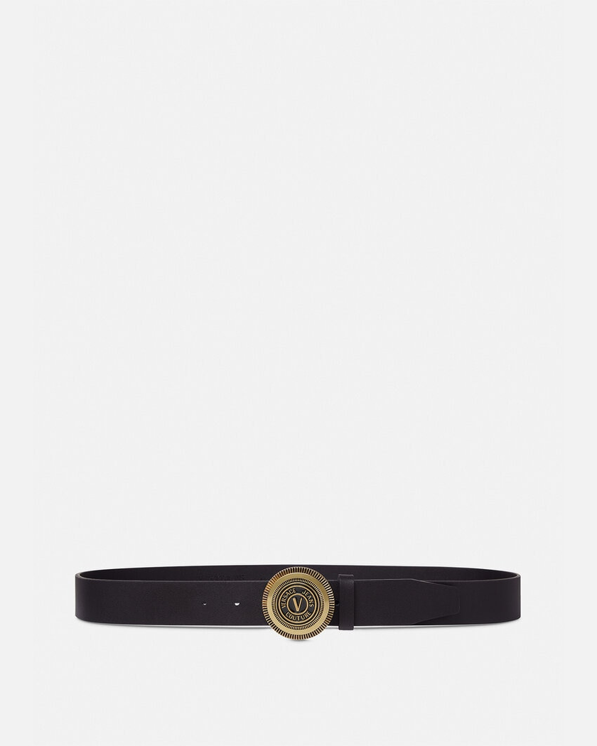 VERSACE JEANS V-Emblem Round Belt - Gold, 100 image