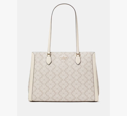 [AT DELHI] KATE SPADE Signature Spade Flower East West Large Laptop Tote - Dark Beige Multi image 0