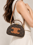 CELINE Half Moon Case Coated Canvas Bag with Gold Buckle Handle & Shoulder Bag