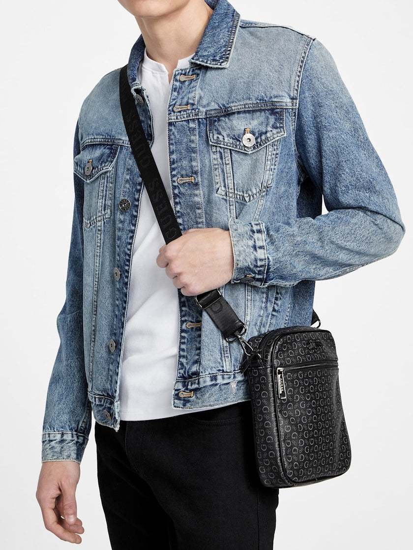 Guess Gio Logo Top-Zip Crossbody - Gray image 5