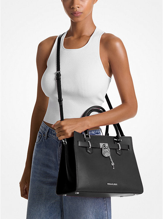 Michael Kors Hamilton Medium Leather Satchel - Black image 1