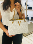 VERSACE Virtus Quilted Small Tote White Bag image 5