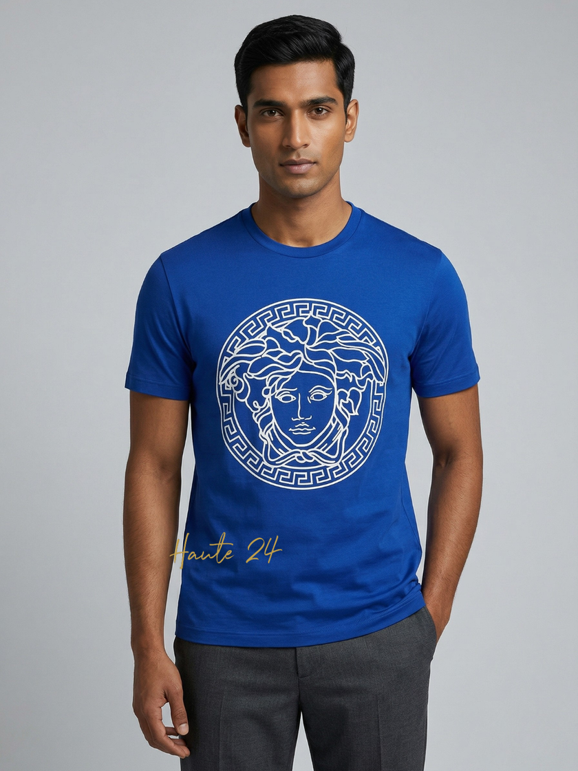 [AT DELHI] VERSACE Teen Blue Medusa Cotton T-Shirt image 0