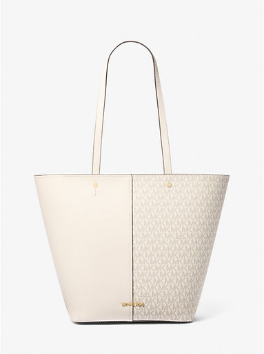 MICHAEL KORS Flora Large Signature Logo and Leather Tote Bag image 2
