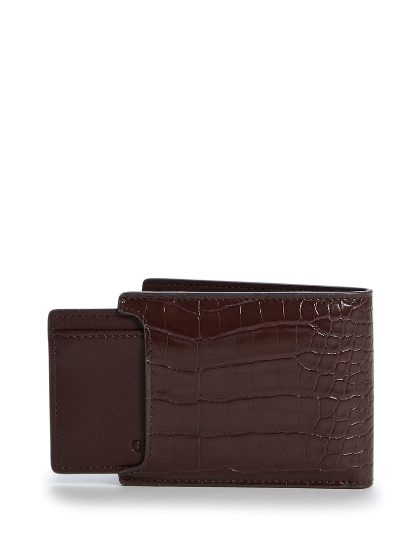 Guess Croc-Embossed Bifold Wallet - Brown image 1