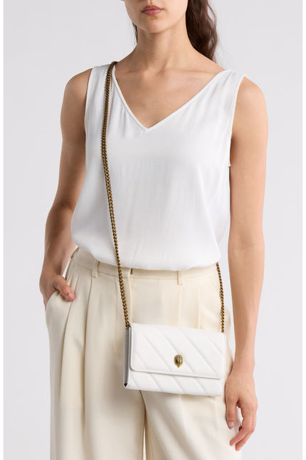 KURT GEIGER Soho Leather Wallet on Chain - White