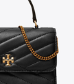 TORY BURCH Mini Kira Chevron Top Handle Chain Wallet - Black image 1