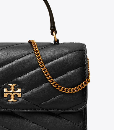 TORY BURCH Mini Kira Chevron Top Handle Chain Wallet - Black image 1
