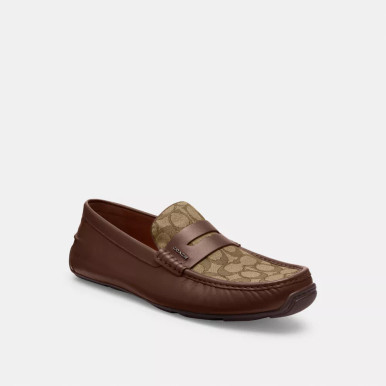 [AT DELHI] COACH Liam Driver In Signature Jacquard - Dark Saddle image 3