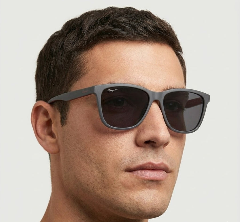 Ferragamo  Salvatore Dark Grey Rectangular Men's Sunglasses image 0
