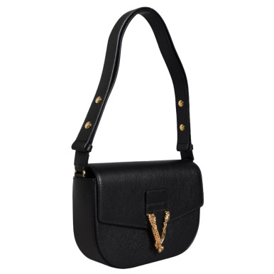VERSACE Grainy Calf Leather Logo Crossbody Shoulder Bag image 0