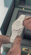 Audemars Piguet Royal Oak Mini 67630BC.GG.1312BC.01 18kt White Gold Diamond-Dust Frosted Finish Silver Petite Tapisserie Dial 23mm