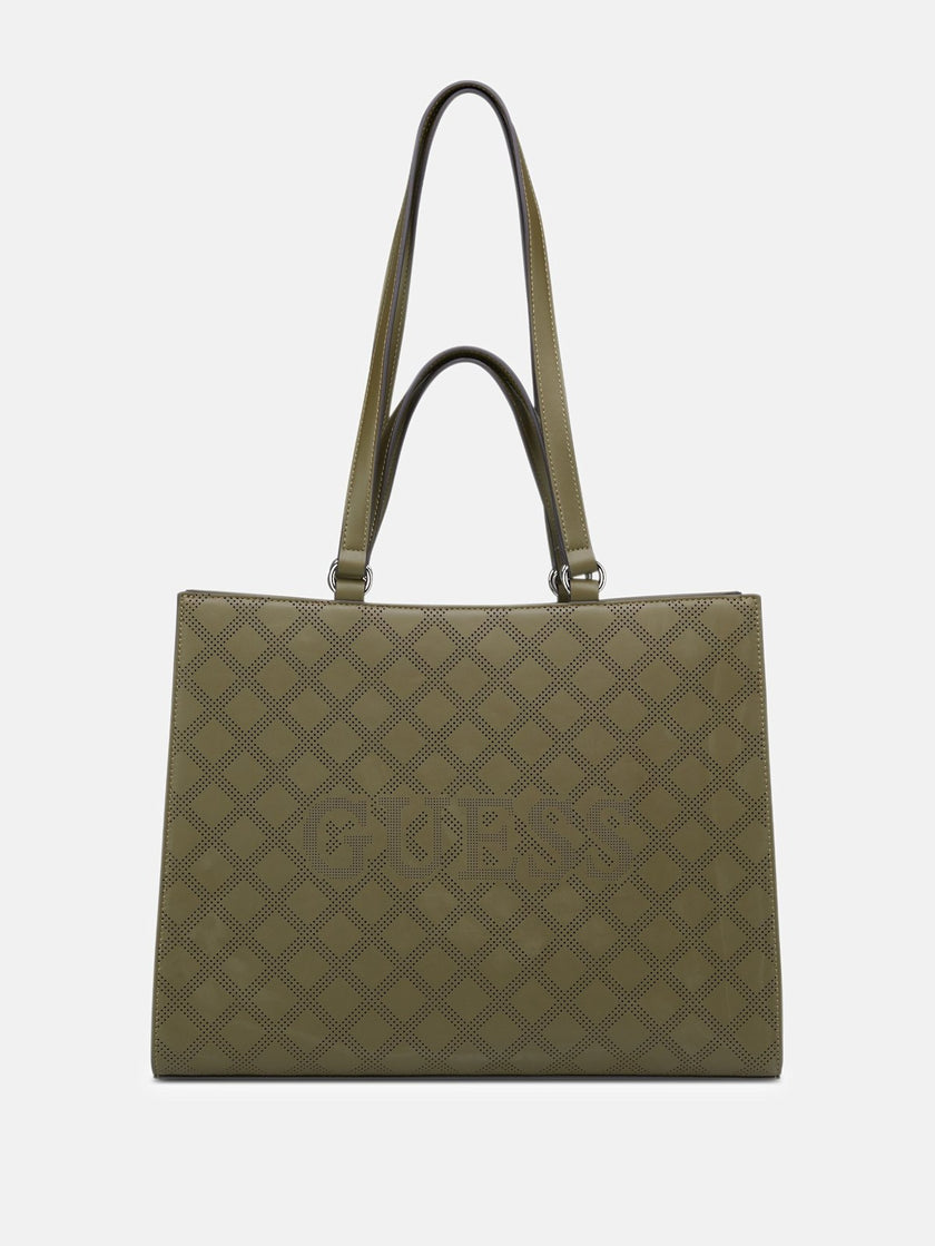 Guess Forber Perforated Logo Carryall - Green image 0