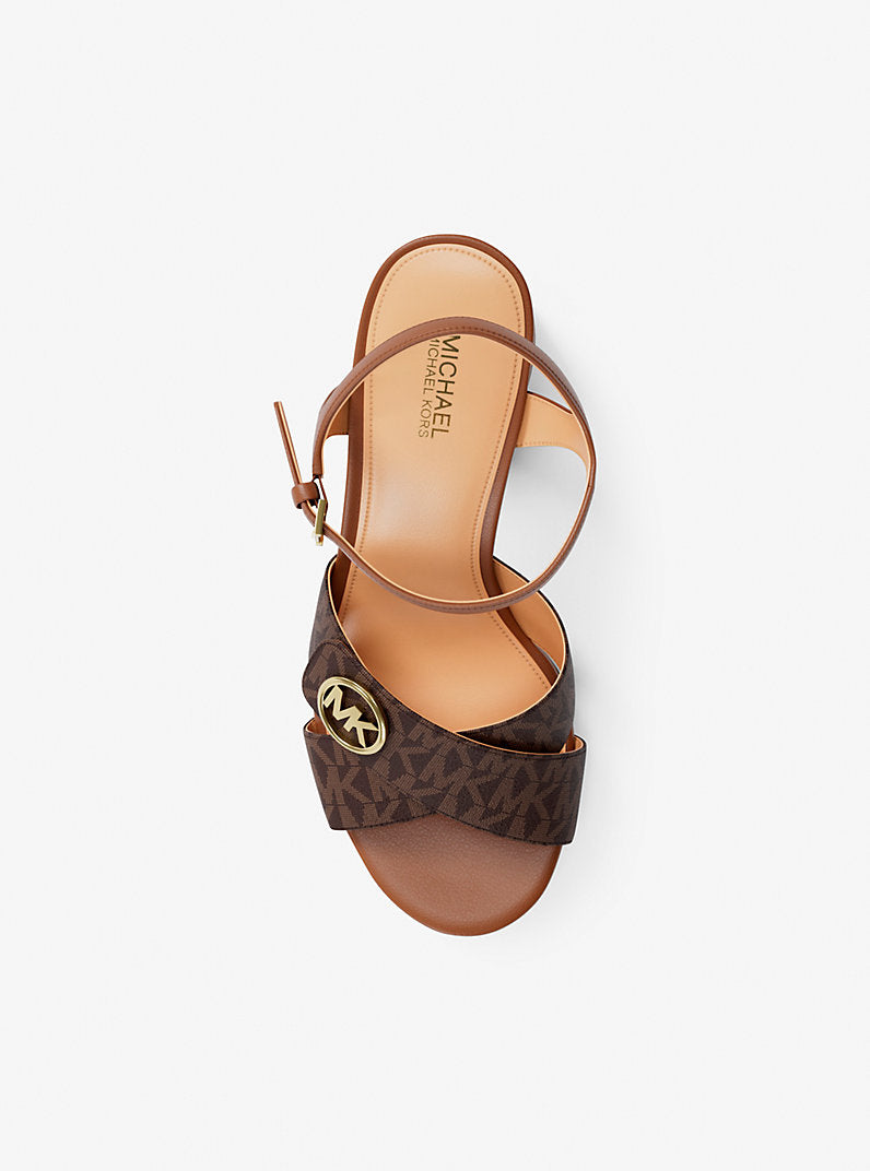 MICHAEL KORS Hannah Signature Logo Platform Sandal - Brown image 3