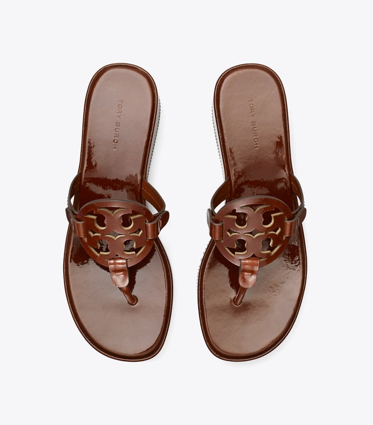 TORY BURCH Miller Patent Wedge Sandal - Russet Brown image 2