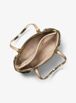 MICHAEL KORS Voyager Large Metallic Logo Debossed Tote Bag - Pale Gold image 2