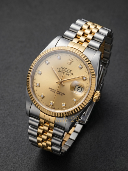 [AT DELHI] [STORE DISPLAY MODEL] ROLEX Datejust Steel Yellow Gold Diamond Dial Mens Watch image 0