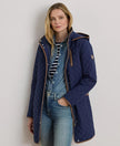[AT DELHI] LAUREN RALPH LAUREN Womens Hooded Quilted Faux-Suede-Trim Coat - Summer Navy image 0