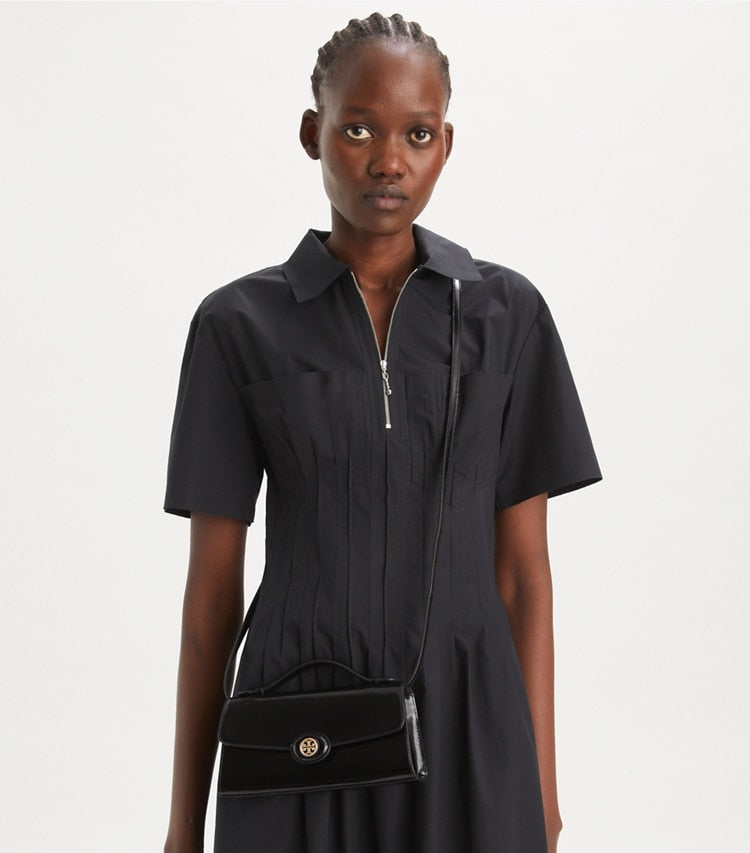 [AT DELHI] TORY BURCH Mini Robinson Spazzolato Crossbody - Black image 1