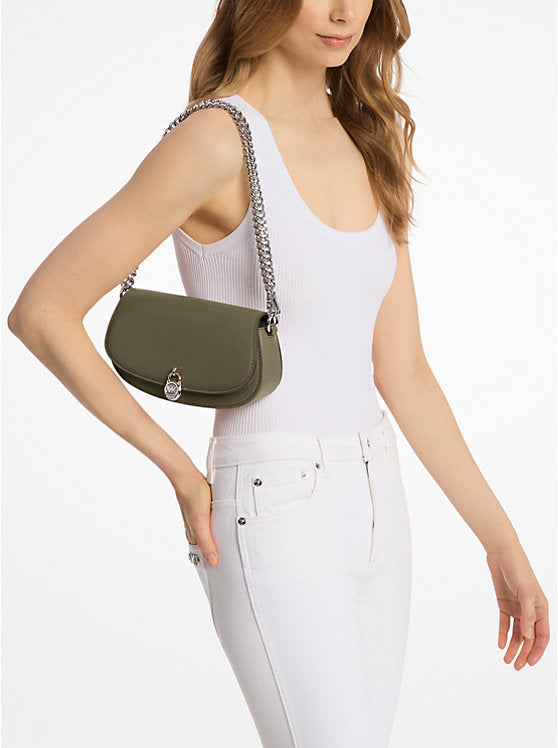 MICHAEL KORS Mila Small Leather Convertible Crossbody Bag - OLIVE image 1