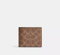 [AT DELHI] COACH Id Billfold Wallet In Signature Canvas - Tan/Black image 0