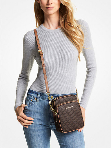 Michael Kors Jet Set Travel Medium Logo Crossbody Bag - Brown image 1