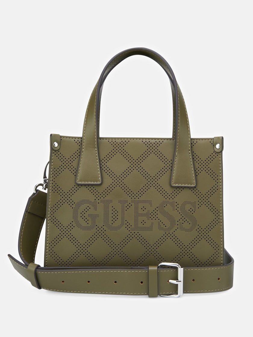 Guess Forber Perforated Logo Mini Tote - Green image 0