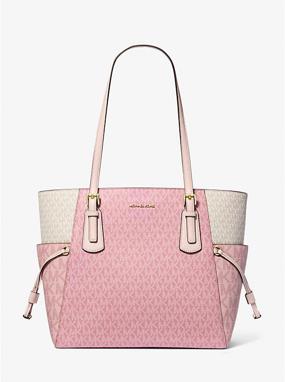 MICHAEL KORS  Voyager Large Color-Block Signature Logo Tote Bag - Pwd Blsh Mlt image 0