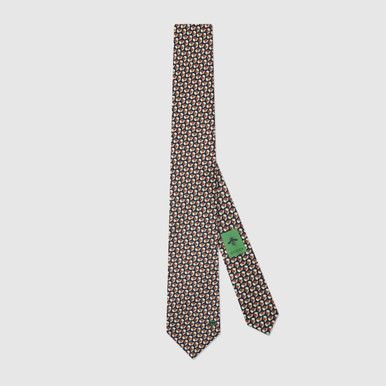 GUCCI Interlocking G Baseball Hat Print Silk Tie image 3
