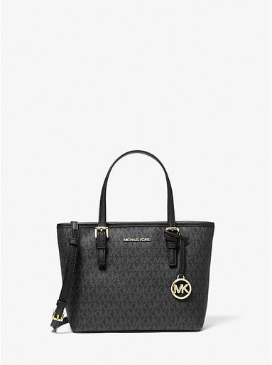 [AT DELHI] MICHAEL KORS  Jet Set Travel Extra-Small Logo Top-Zip Tote Bag - Black image 0