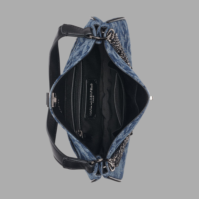 KARL LAGERFELD Nadine Denim Jacquard Shoulder Bag - Blue image 2