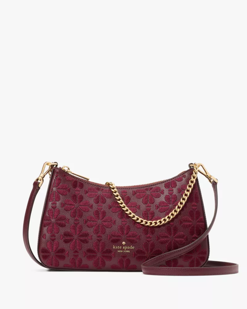 KATE SPADE Spade Flower Embroidered Medium Convertible Crossbody - Dark Merlot image