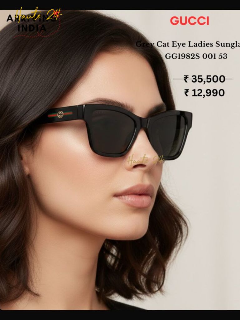GUCCI Grey Cat Eye Ladies Sunglasses GG1982S 001 53 image 0