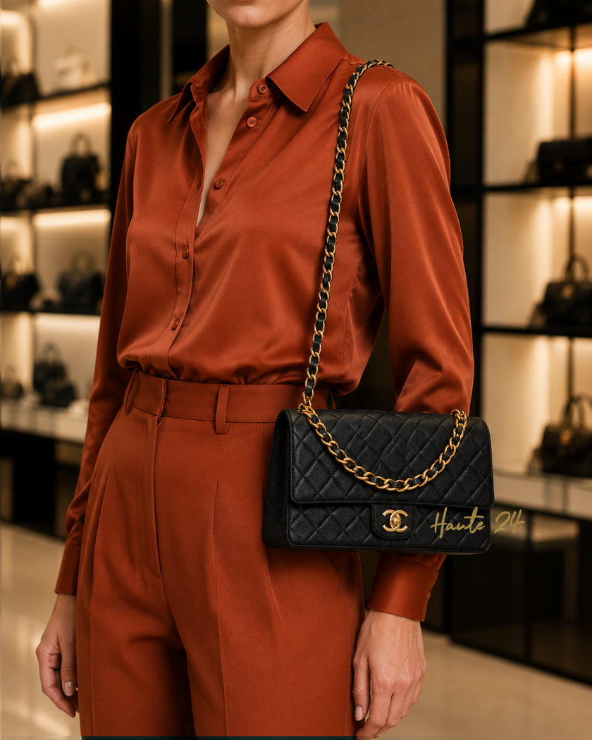 CHANEL Therapy Black Flap Bag Caviar Gold Hardware