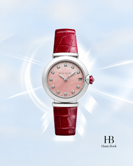 [Brand New] BVLGARI Serpenti Pink Mother-of-Pearl Leather Strap 33 mm