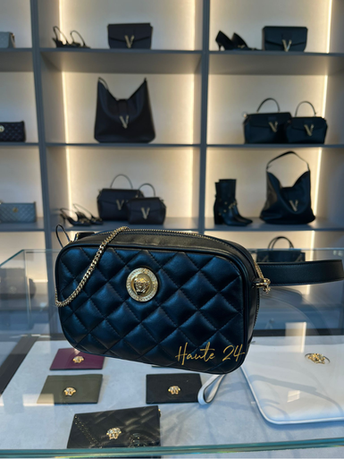 VERSACE Black Quilted Medusa Camera Bag image 0