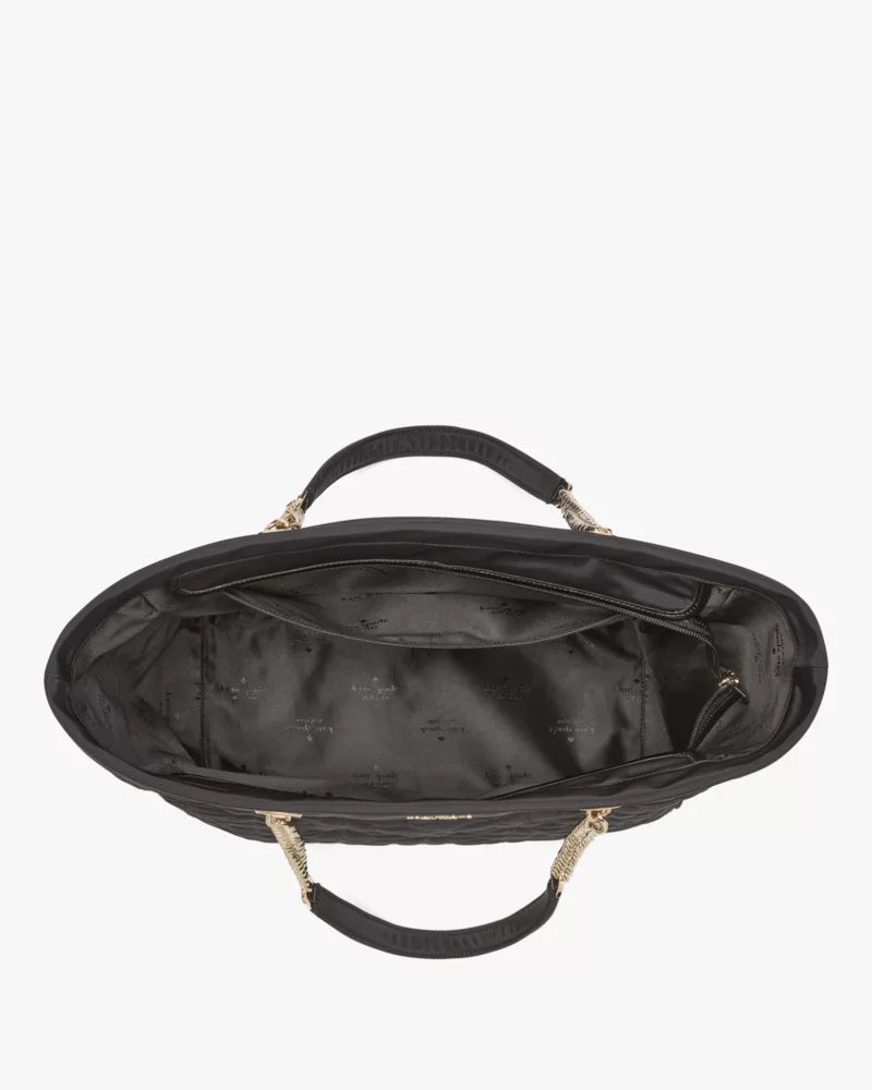 KATE SPADE Spade Flower Quilted Fabric Medium Tote - Black image 3