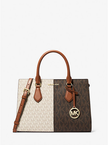 MICHAEL KORS Sheila Medium Two-Tone Metallic Signature Logo Satchel image 4