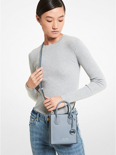 MICHAEL KORS Mercer Extra-Small Pebbled Leather Crossbody Bag - PALE BLUE image 0